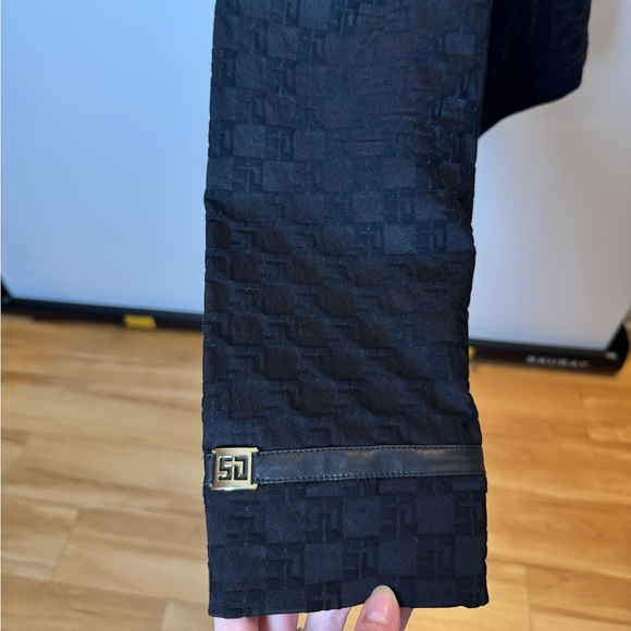 St. John Black Logo Textured Denim Jacket Size L - Picture 10 of 12